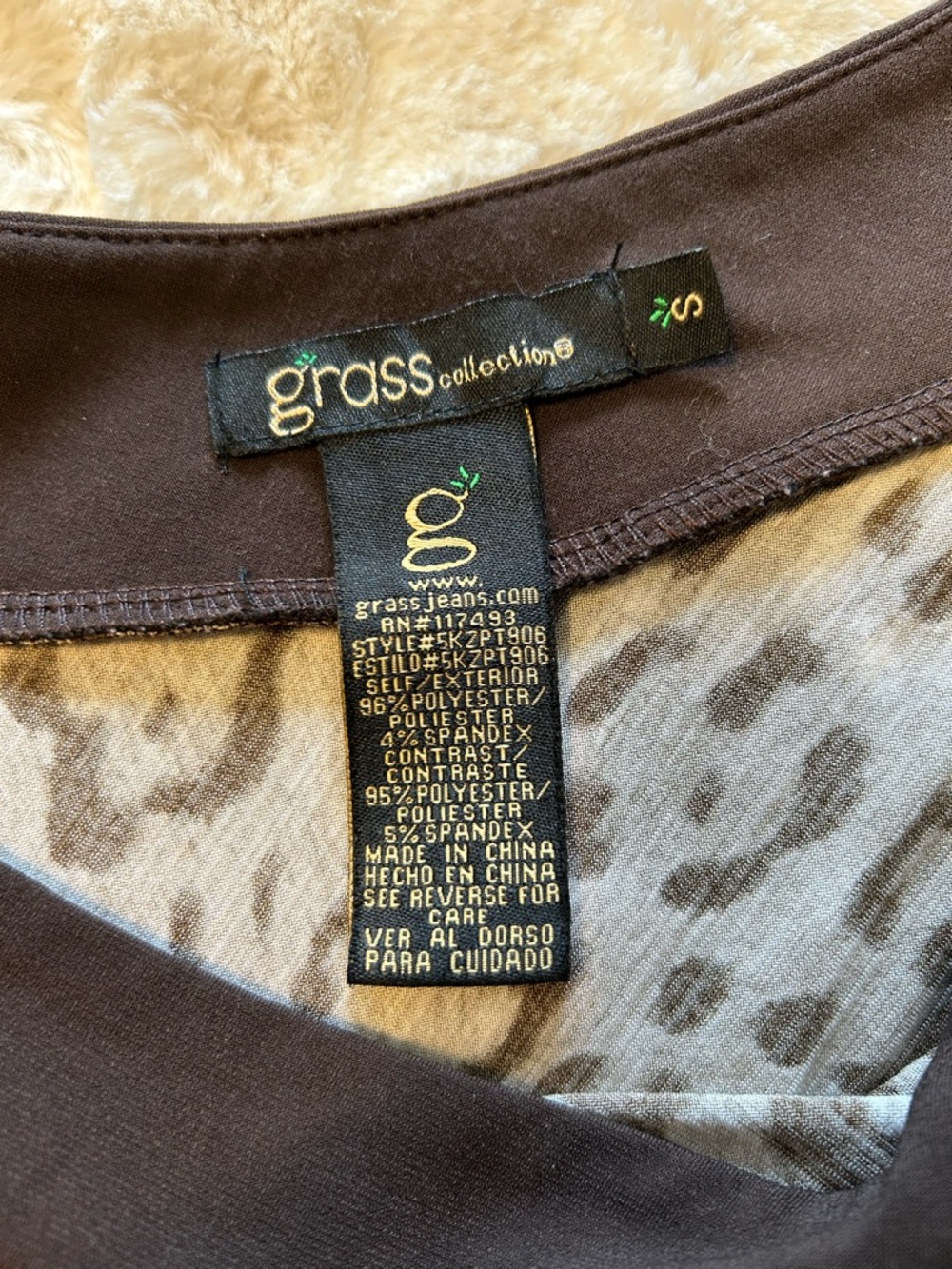 grass collection Brown and Taupe Leopard Print One-Shoulder Top - Picture 5 of 6
